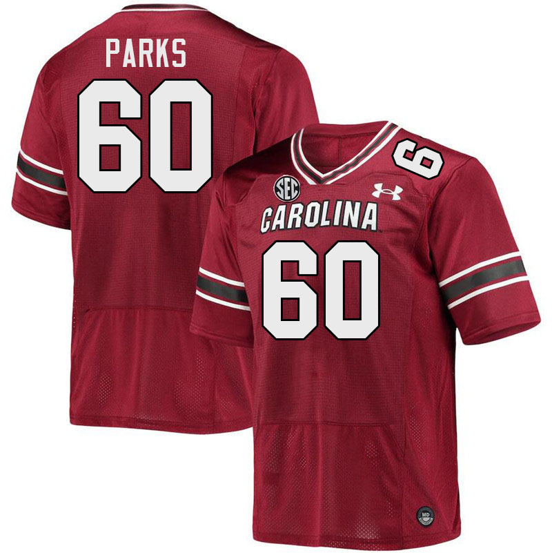 Men #60 Aaryn Parks South Carolina Gamecocks College Football Jerseys Stitched-Garnet